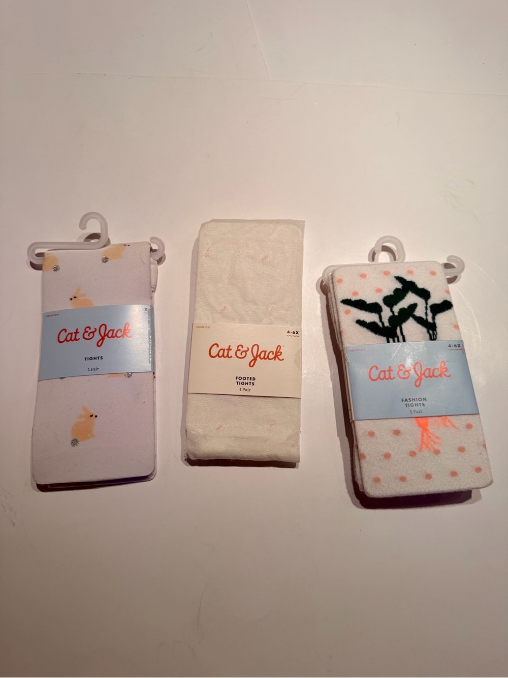 Cat & Jack Girls' Footed Tights - Easter Bunny Themed Size: 4-6X